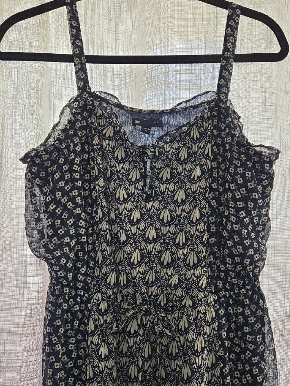 GAP Navy/Cream Floral Sleeveless Maxi Dress - Picture 3 of 6